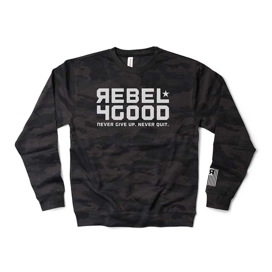 Rebel For Good Stacked Logo Unisex Crewneck