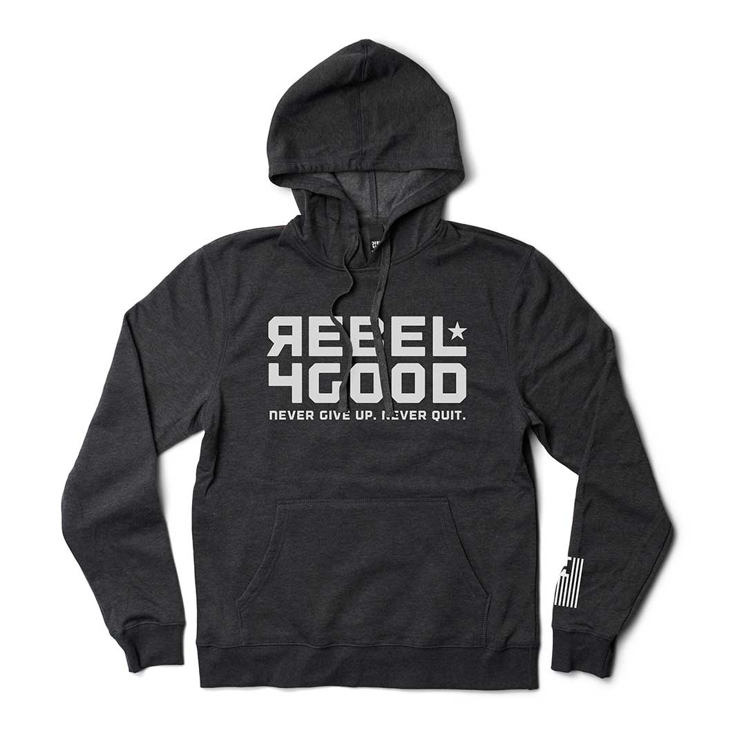 Rebel For Good Stacked Logo Hoodie