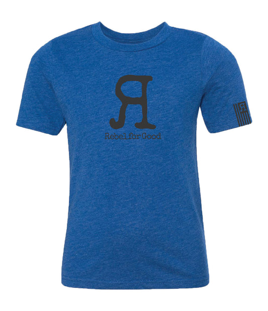 Rebel for Good Youth Tee, Blue/Black
