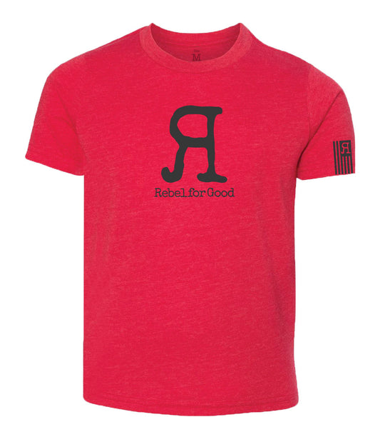 Rebel for Good Youth Tee, Red/Black